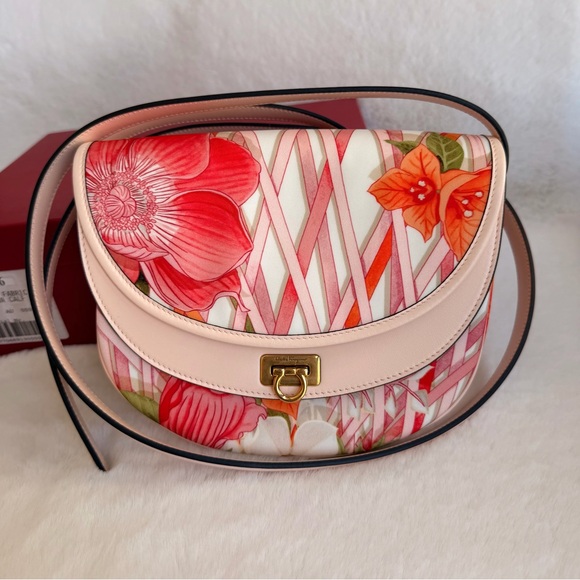 Handbags - Salvatore Ferragamo Pink Floral Crossbody Bag Brand New